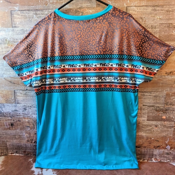 Sunshine and Rodeos Aztec/Turquoise Western Tee - Picture 9 of 14